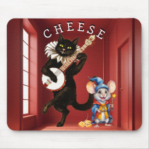 Cute Dancing Cat with Guitar and Mouse Friend  Pad