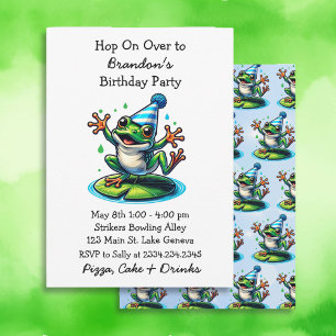 Cute Dancing Frog Boy's Birthday Party Invitation