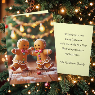 Cute Dancing Gingerbread Couple Christmas Holiday Card