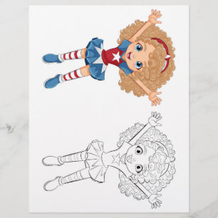 Cute dancing girl colouring page