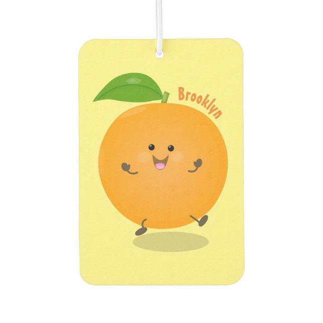 Cute dancing orange citrus fruit  car air freshener (Front)