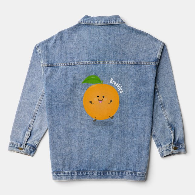 Cute dancing orange citrus fruit denim jacket (Back)