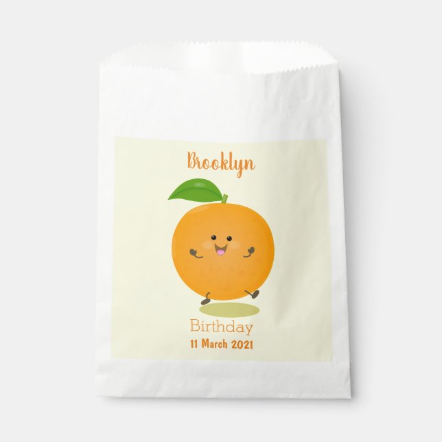 Cute dancing orange citrus fruit favour bags (Front)