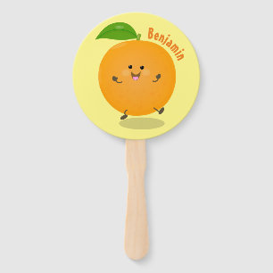 Cute dancing orange citrus fruit hand fan