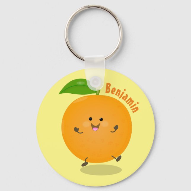 Cute dancing orange citrus fruit key ring (Front)