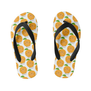 Cute dancing orange citrus fruit kid's jandals