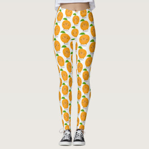 Cute dancing orange citrus fruit leggings