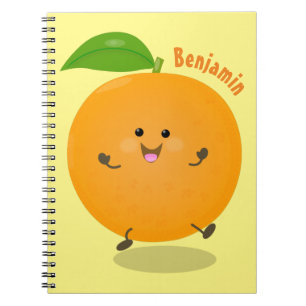 Cute dancing orange citrus fruit notebook