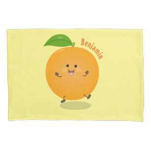 Cute dancing orange citrus fruit pillowcase