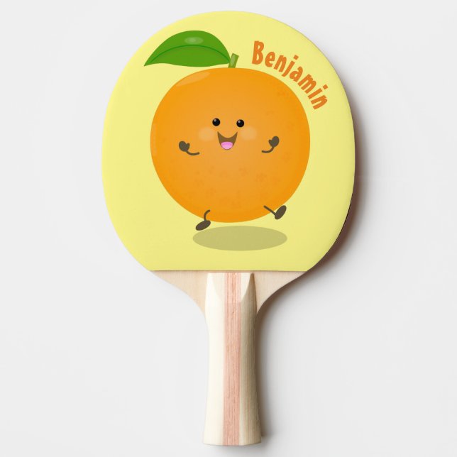 Cute dancing orange citrus fruit ping pong paddle (Front)