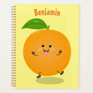 Cute dancing orange citrus fruit planner