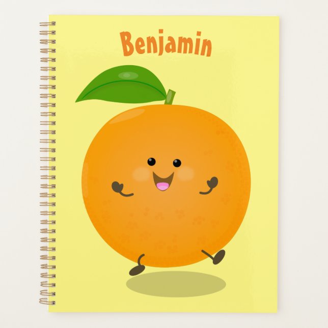 Cute dancing orange citrus fruit planner (Front)
