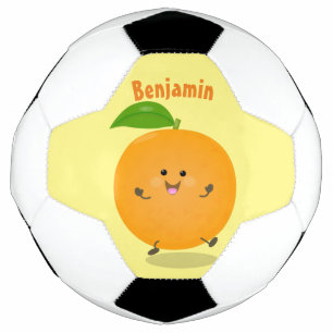 Cute dancing orange citrus fruit soccer ball