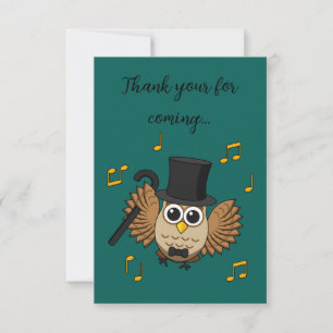 Cute Dancing Owl w/ Music Notes Cartoon Add Text