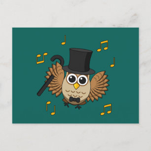 Cute Dancing Owl with Music Notes Cartoon
