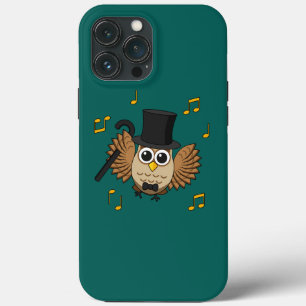 Cute Dancing Owl with Music Notes Cartoon iPhone 13 Pro Max Case
