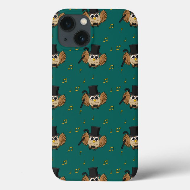 Cute Dancing Owl with Music Notes Cartoon Case-Mate iPhone Case (Back)