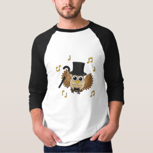 Cute Dancing Owl with Music Notes Cartoon T-Shirt