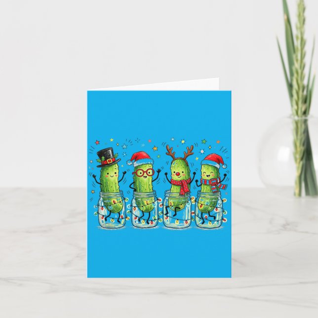 Cute Dancing Pickle Christmas Funny Festive Dill Card (Front)