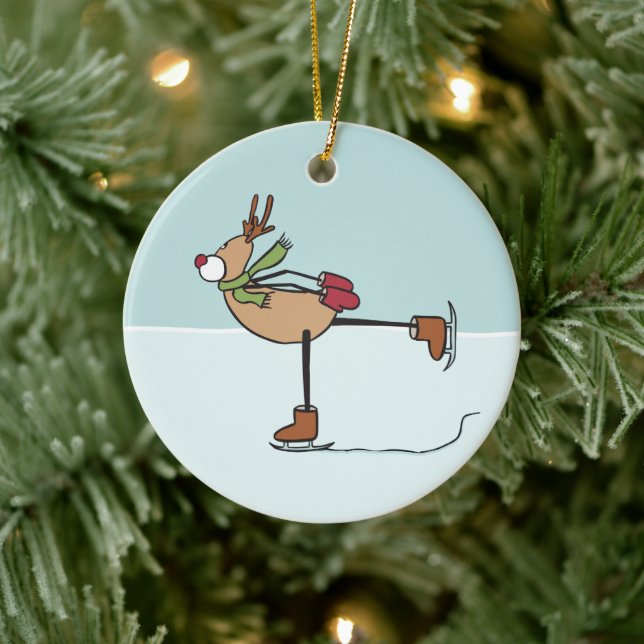 Cute Dancing Reindeer Ceramic Ornament (Tree)