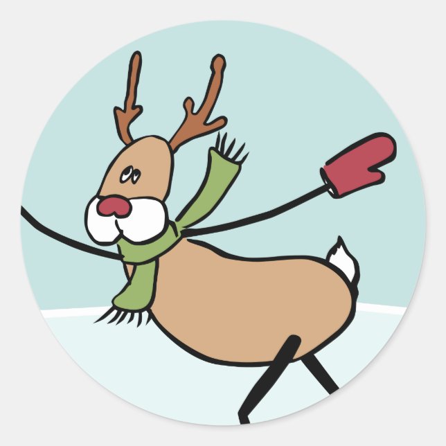 Cute Dancing Reindeer - Christmas Classic Round Sticker (Front)