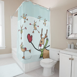 Cute Dancing Reindeer - Christmas Shower Curtain