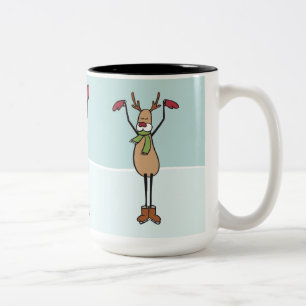 Cute Dancing Reindeer - Christmas Two-Tone Coffee Mug