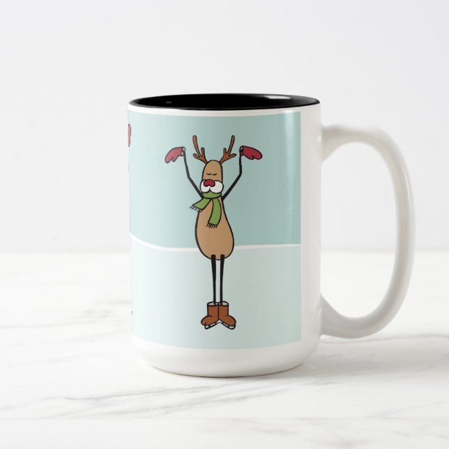 Cute Dancing Reindeer - Christmas Two-Tone Coffee Mug (Right)