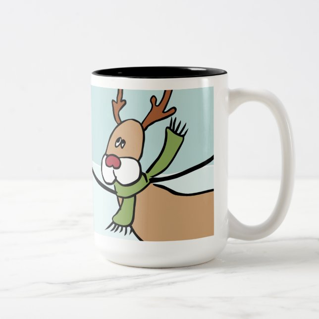 Cute Dancing Reindeer - Christmas Two-Tone Coffee Mug (Right)