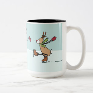Cute Dancing Reindeer - Christmas Two-Tone Coffee Mug