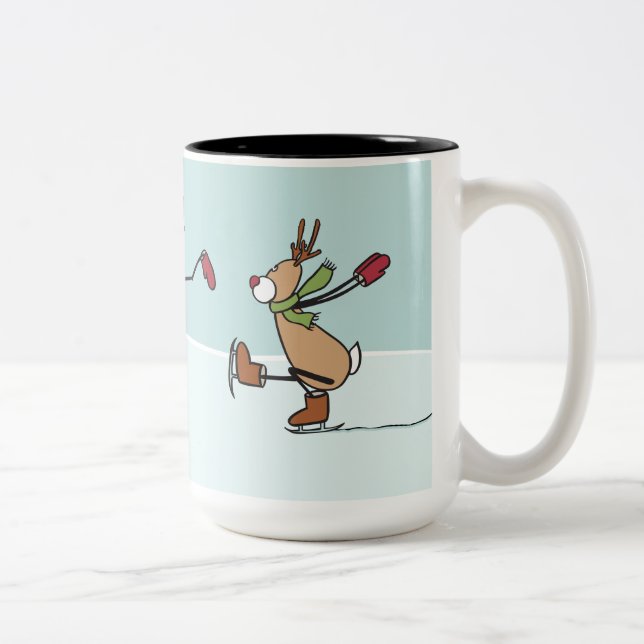 Cute Dancing Reindeer - Christmas Two-Tone Coffee Mug (Right)