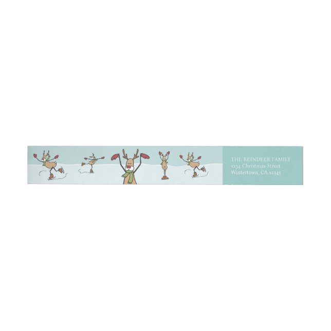 Cute Dancing Reindeer - Christmas Wrap Around Label (Individual)