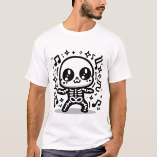Cute Dancing Skeleton Kawaii Halloween Music T-Shirt
