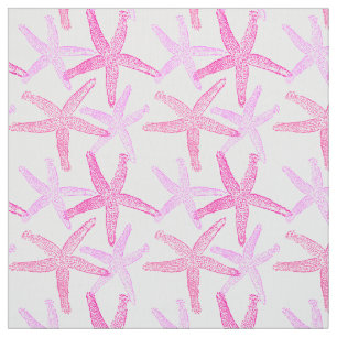 Cute Dancing starfish star fish pink purple white Fabric