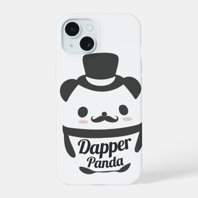 Cute Dapper Panda Wearing Top Hat iPhone 15 Case (Back)