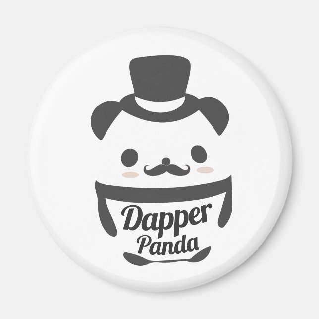 Cute Dapper Panda Wearing Top Hat Magnet (Front)