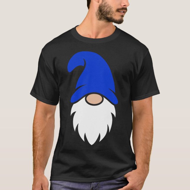 Cute Dark Blue Christmas Gnome T-Shirt (Front)