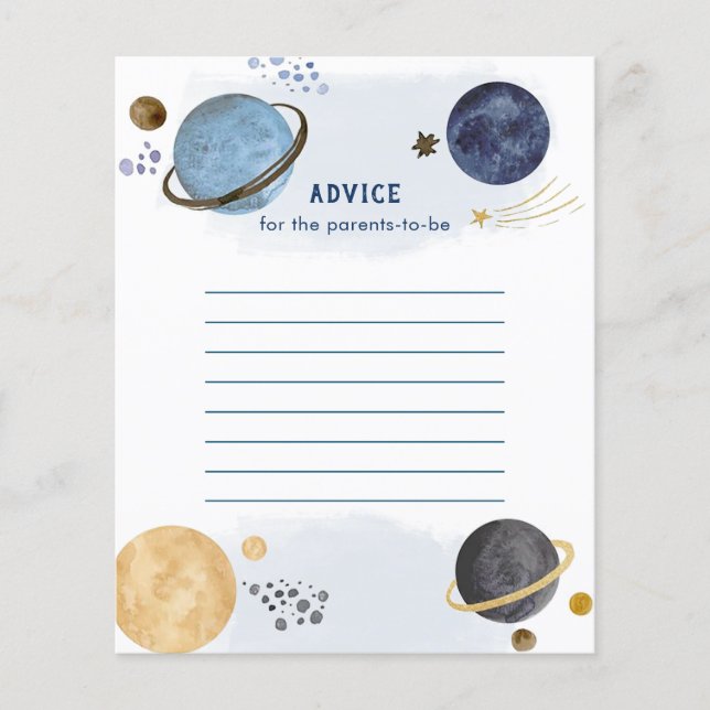 Cute Dark Blue Galaxy Space Baby Shower Game (Front)