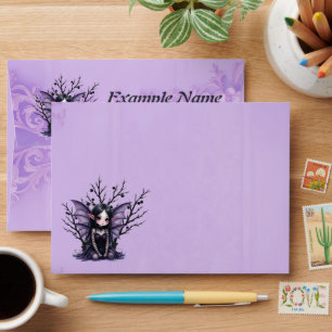 Cute Dark Fairy with Bat Wings. Envelope