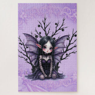 Cute Dark Fairy with Bat Wings Jigsaw Puzzle
