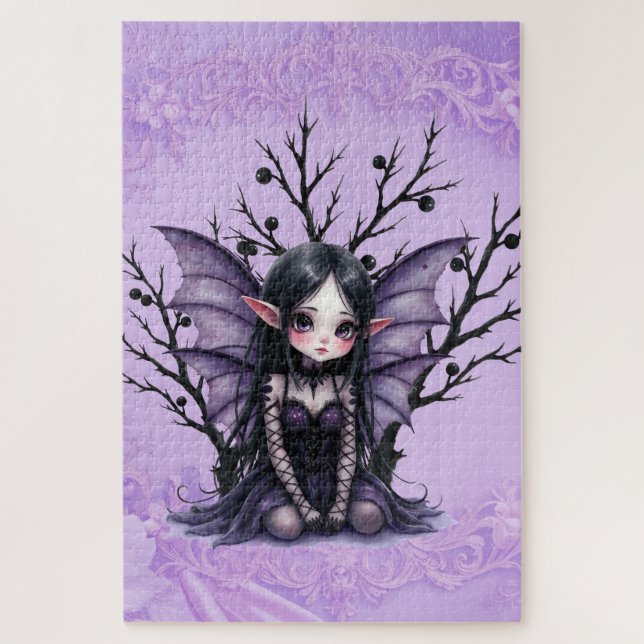 Cute Dark Fairy with Bat Wings Jigsaw Puzzle (Vertical)