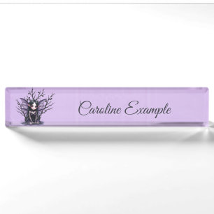 Cute Dark Fairy with Bat Wings.  Nameplate