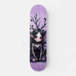 Cute Dark Fairy with Bat Wings Skateboard