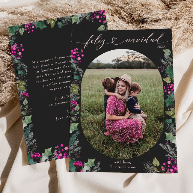 Cute Dark Feliz Navidad  Holiday Card (Creator Uploaded)