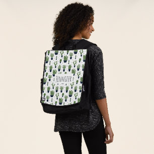 Cute Dark Green Cactus Desert Pattern Backpack