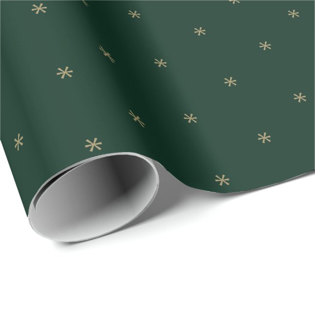Cute dark green gold snowflakes winter Holidays Wrapping Paper (Roll Corner)