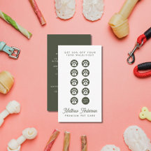 Cute Dark Green Heart Paw Pet Sitter Dog Walker