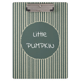 Cute Dark Green Stripes Little Pumpkin Clipboard
