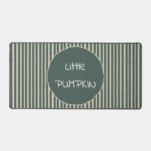 Cute Dark Green Stripes Little Pumpkin Desk Mat