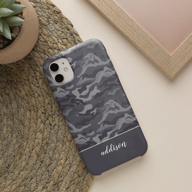 Cute Dark Grey Camo Personalised Case-Mate iPhone Case (Creator Uploaded)